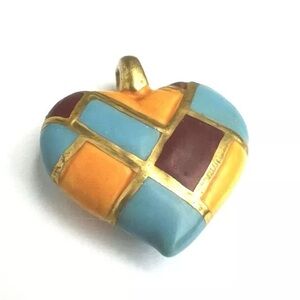 SOLD Vintage Murano Multicolor Glass Heart Pendant Hand Painted
